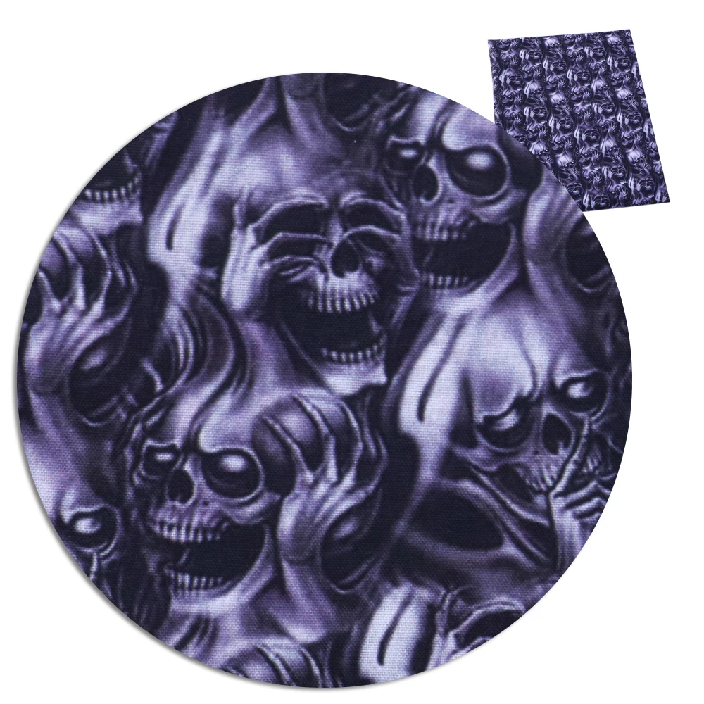 50*145cm Halloween Skull Black Polyester Cotton/Pure Cotton Fabric Tissue Sewing Quilting Needlework Material Curtain Pillow