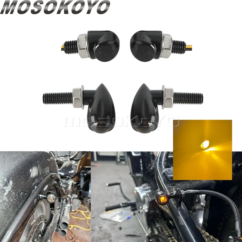 8 مللي متر دراجة نارية صغيرة LED بدوره مصباح إشارة رصاصة ضوء وماض لكاواساكي سوزوكي ياماها دوكاتي هارلي هوندا مقهى المتسابق بوبر