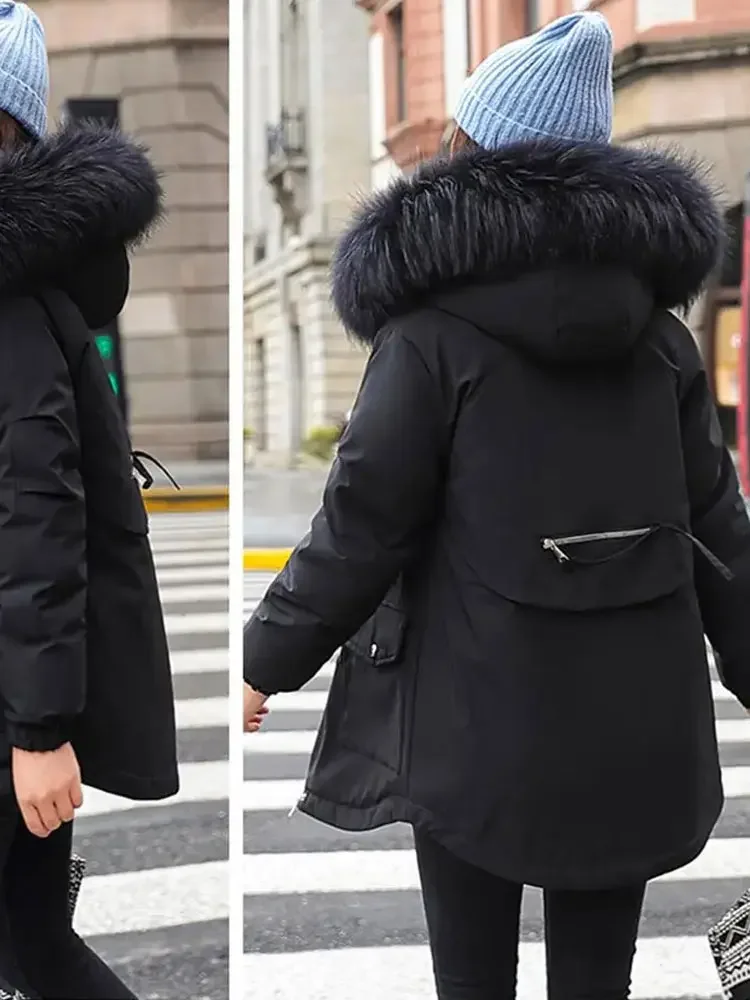 Vielleicht 2024 New Cotton Thicken Warm Winter Jacket Coat Women Casual Parka Winter Clothes Fur Lining Hooded Parka Mujer Coats