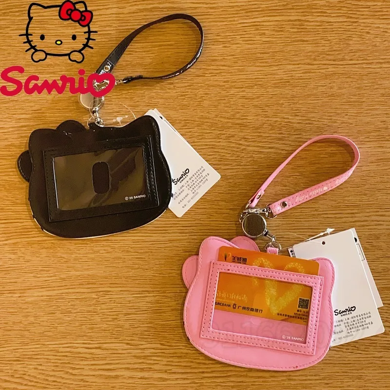 Sanrio Hello Kitty New Retractable Card Holder ID Card Holder Protective Cover 3D Cartoon Cute Fashion Bag Pendant Accessories