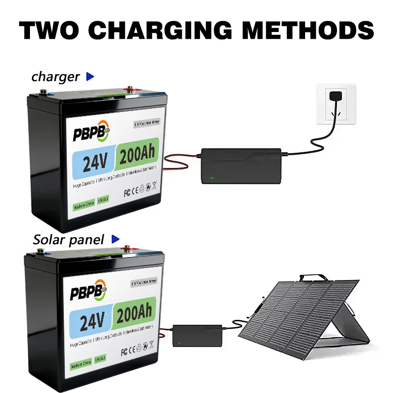 24V 200Ah LiFePO4 Lithium Battery With 200A BMS 2560W Deep Cycles for RV Trolling Motor Home Energy Storage Off-Grid
