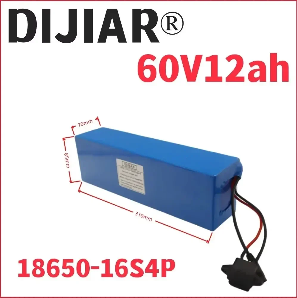 New 60v12ah lithium battery pack 16S4P is suitable for refitting Motorized scooter 60V high-capacity mountain bike+charger