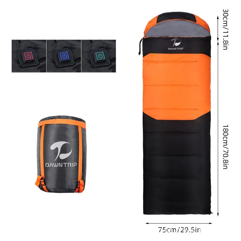 Heated Sleeping Bag  Multi USB Power Support Heating Pads Operated with Battery Power Supplies with Portable Compact Bag