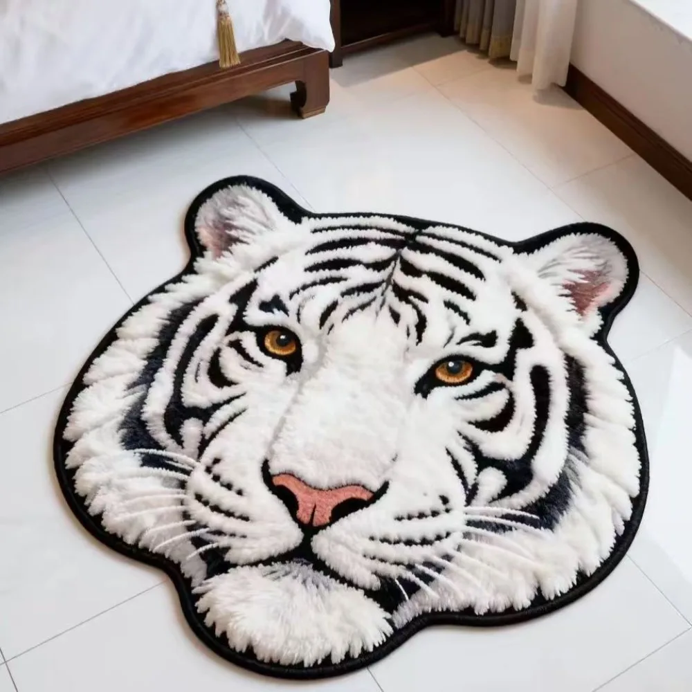 Creative Non Slip Tiger Head Rug Absorbent Multiple Sizes Novelty Doormat Irregular Durable Animal Carpet Home Decor