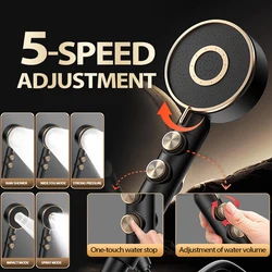 5 Modes High Pressure Handheld Shower Head,Water Saving , Spray Nozzle Massage Rainfall Shower Head Bathroom Accessories