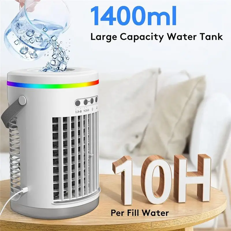 ABKR-Portable Air Conditioners With Remote,Evaporative Mini Air Conditioner Portable AC Unit,Lights Personal Air Conditioner