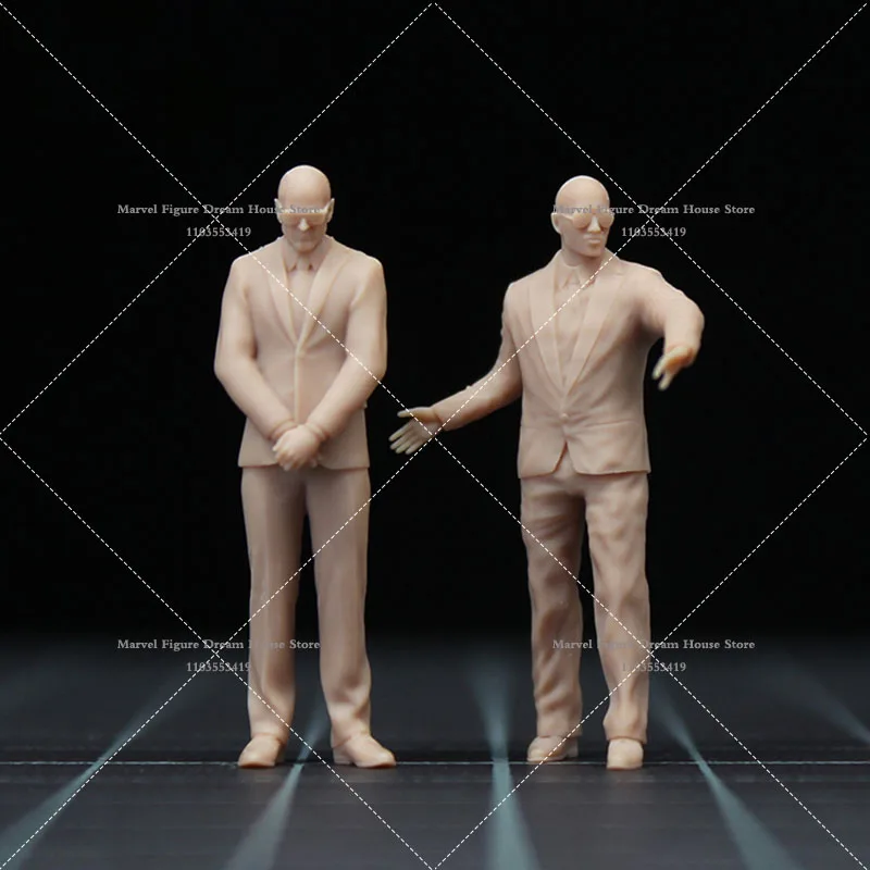 1/64 1/43 Scale Miniature Scene Doll White Model Un-panited Bald Sunglasses Bodyguard Mini Male Solider Action Figure