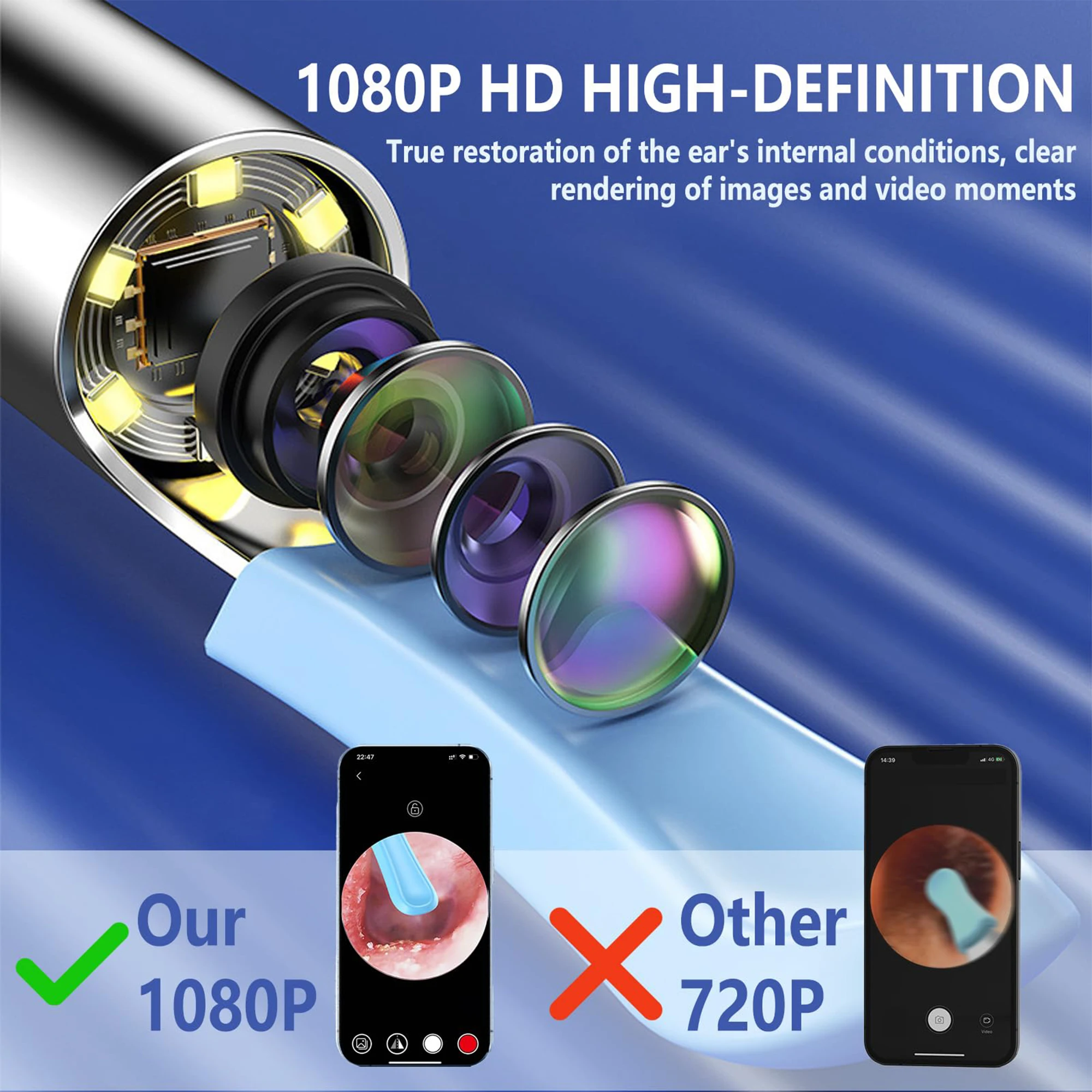 Ear Wax Removal, EarCleaner with Camera 1080P HD Wireless,  Ear Wax Remowal Tool for iPhone,iPad Android Phones