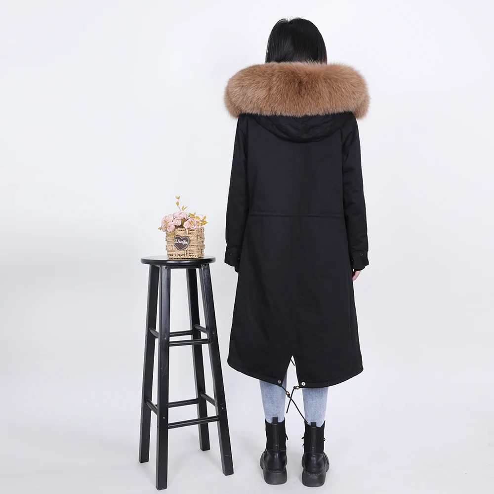 MMK2020 Real Fur Coat New Fashion Coat Fox Fur Collar Winter Women's Detachable Thicken Coat Long Style Overcome Coat