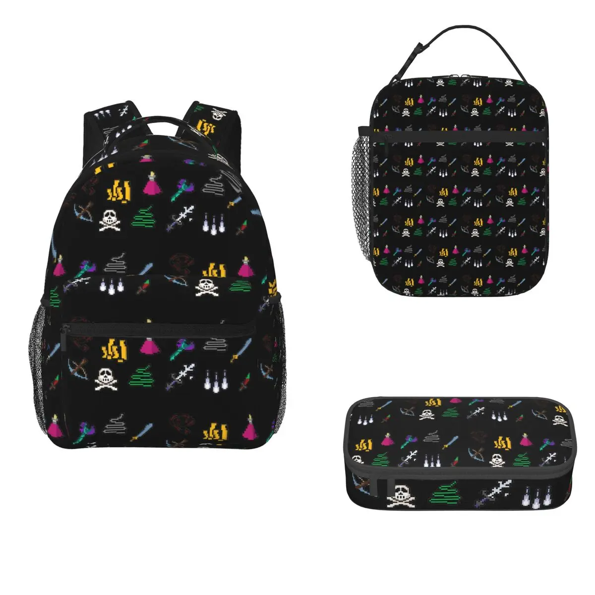 Old School Runescape Player Killing Bundle Backpacks Boys Girls Bookbag Cartoon Kids Rucksack Lunch Bag Pen Bag Three-Piece Set