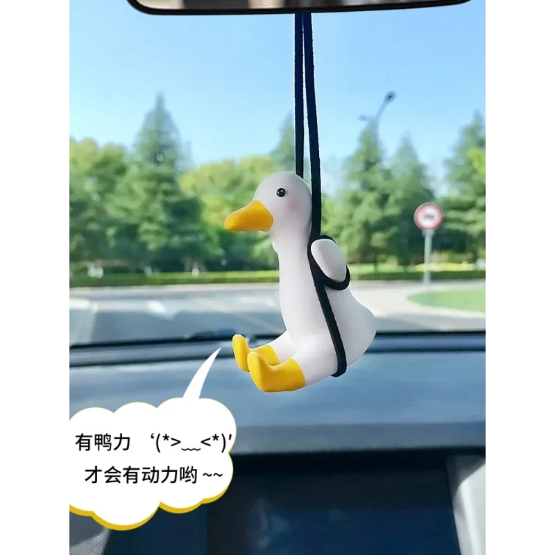 

Lucky Duck Car Interior Decoration Cute Gypsum Swing Duck Pipe Auto Rearview Mirror Pendant Car Interior Accessories Ornaments