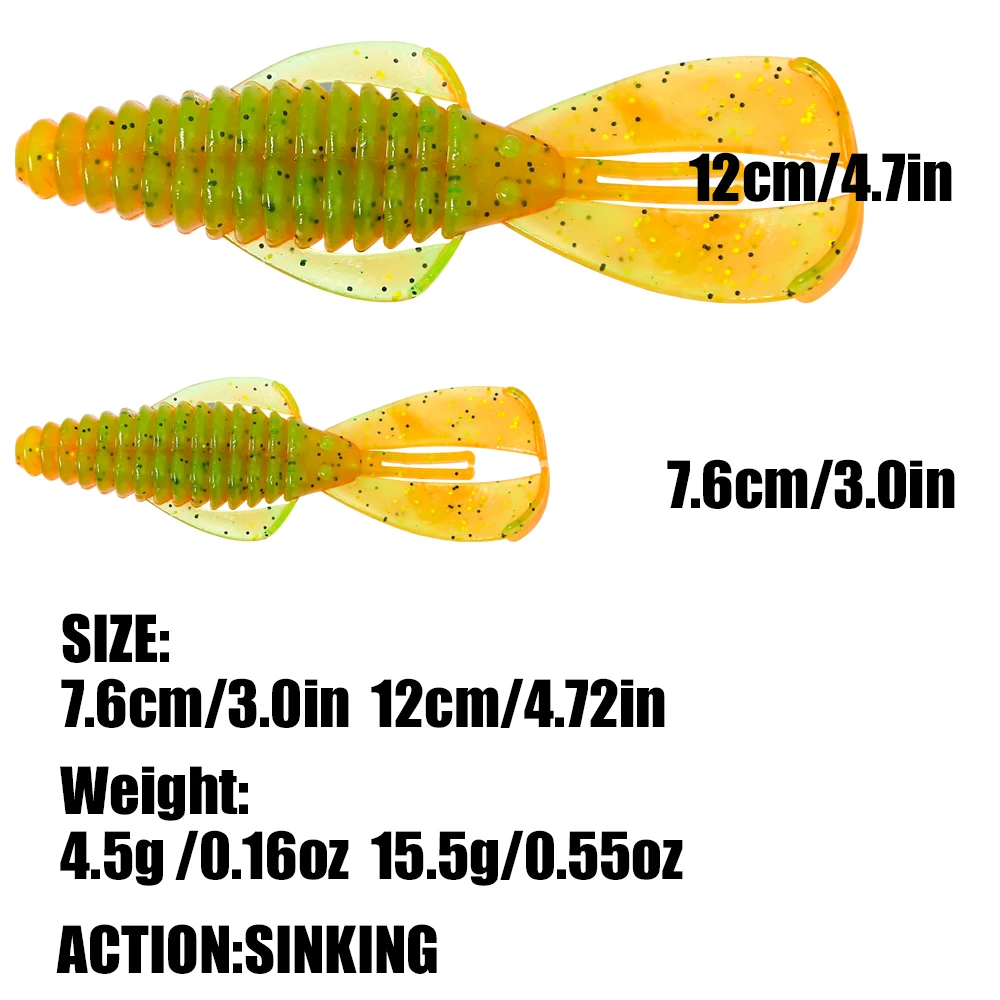B&U RGBUG 76mm 120mm Fishing Soft Lure Jig Wobblers Swimbait Silicone Baits Shrimp Bass Perch Lure Artifical Craws Bait