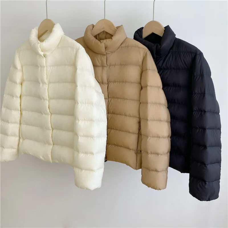 Tecido leve 95 branco du down jaet em camadas usar fino outono inverno nova chegada feminino premium faion outerwear