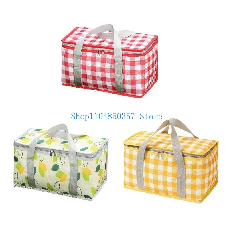652F Insulated Bag with Zippers Top Reusable Beach Coolers Bag Large Capacity Insulated Camping Coolers Storage Bag