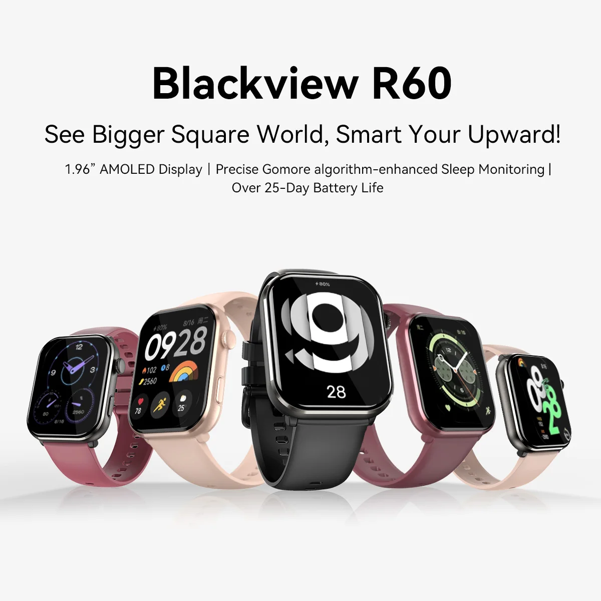 [World Premiere] Blackview R60 Smartwatch 1.96\'\' AMOLED Display 800mAh Bluetooth Phone Calls Health and Fitness Tracking Watch