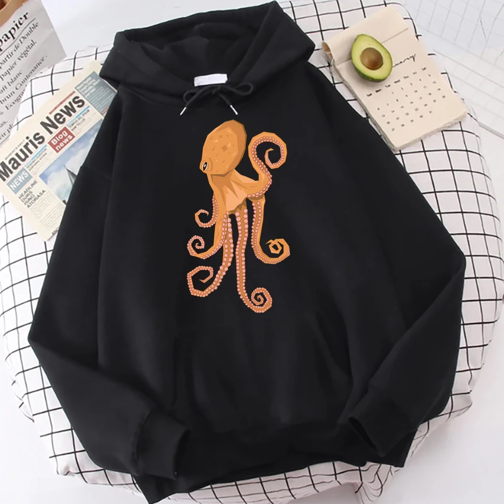 Y2K Woman Hoodies With Octopus Graphic Oversized Versatile Smooth Streetwear Sweater Casual Loose Fit Unisex Winter Clothing