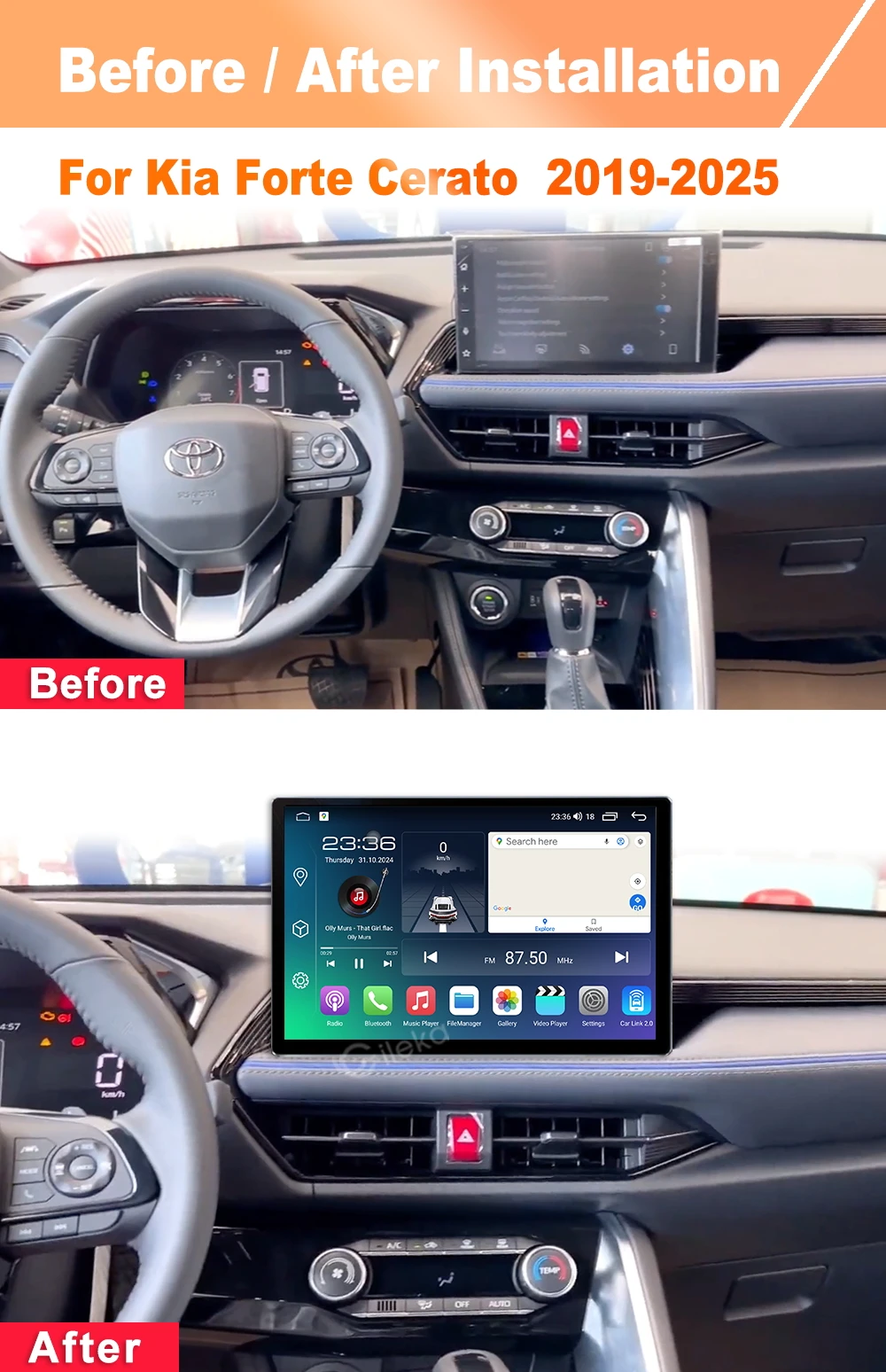 12.5 inch 2K Screen Carplay Android For Toyota YARiS Cross 2024-2025 Car Radio Stereo Multimedia Player GPS WiFi BT