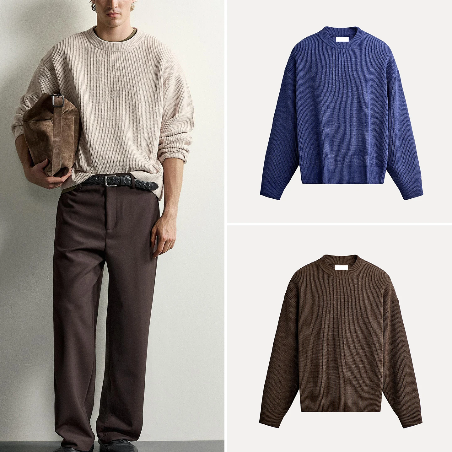 Men's Soft Loose Long Sleeve round Neck Knitted Sweater Multi-Color Autumn Fashion 2026 New Arrival Windproof Casual Knitwear