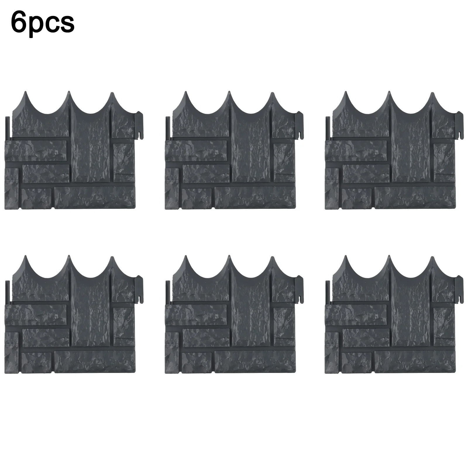 

6pcs Plastic Imitation Stone Fence Outdoor Garden Guardrail Flower Bed Fence Decorative Isolation Fence Panels DIY Lawn Yard