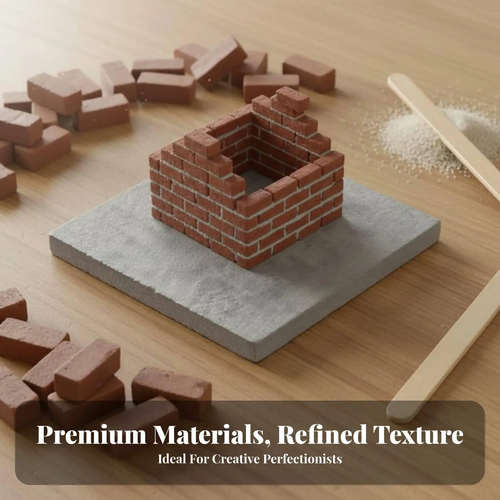 Ceramic Block House Wooden Miniature Table Craft Kit for Miniature Furniture 1 12 and Model Building Projects