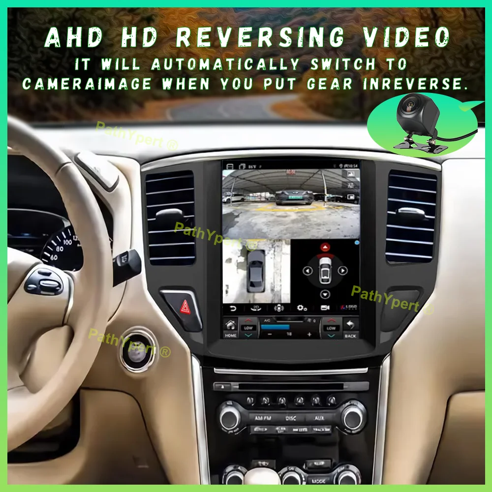 شاشة تسلا أندرويد 15 لسيارة نيسان باثفايندر 2016-2020، مشغل وسائط متعددة، راديو سيارة لاسلكي، كاربلاي، بلوتوث، 4G، نظام تحديد المواقع العالمي (GPS)، واي فاي، ستيريو