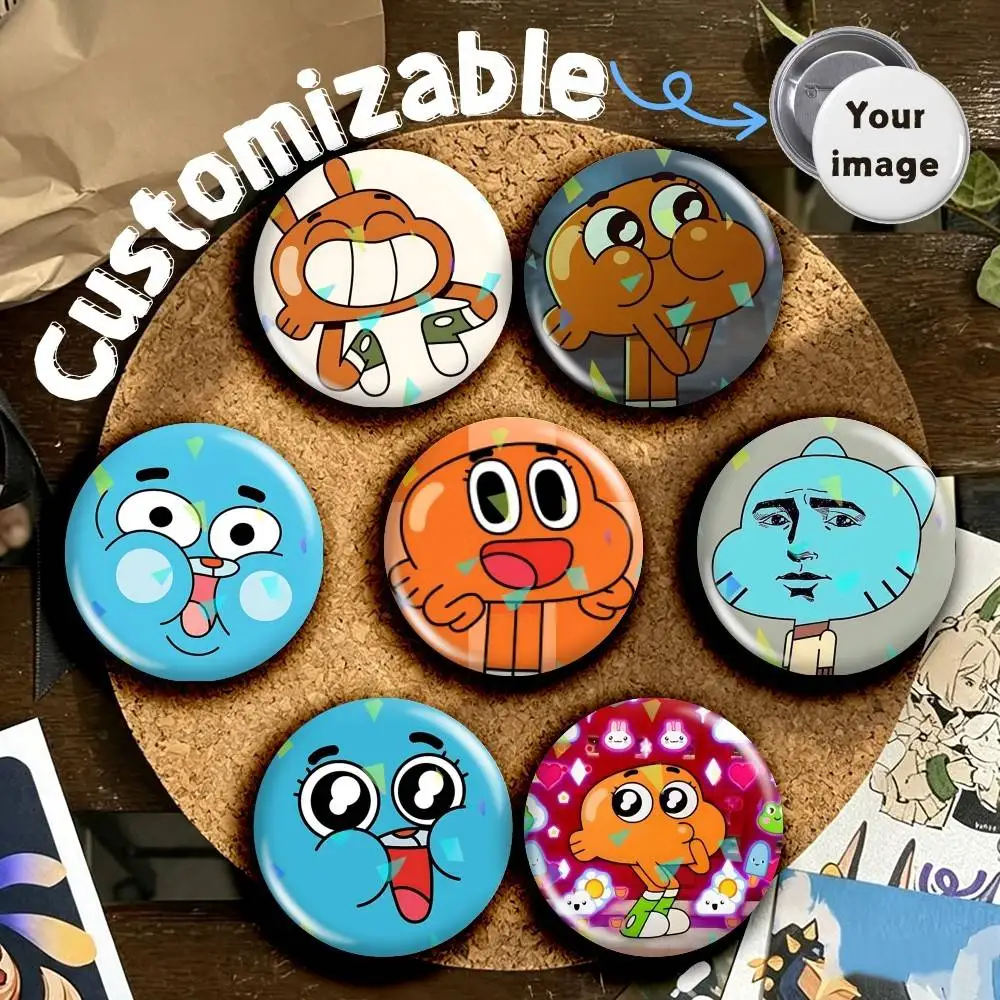 Funny G-Gumball x DarwinS Round Badge Pins Creative Pins Bag Decor Accessories Fan Collection Gifts for Friends