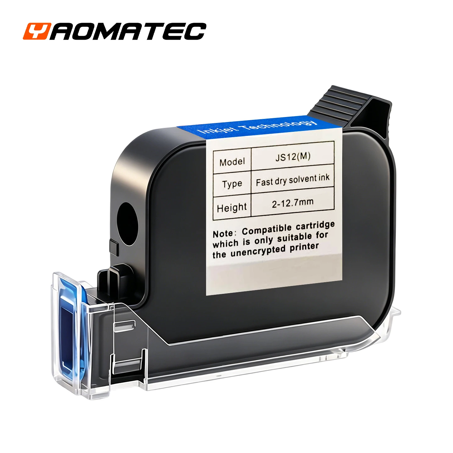 YAOMATEC JS12(M) B 12.7mm Quick Dry Permanent Handheld Inkjet Printer Ink Cartridge