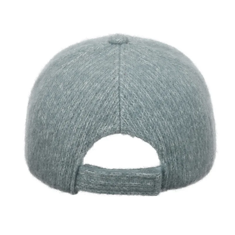 New autumn and winter knitted baseball cap with silver thread, thickened and warm