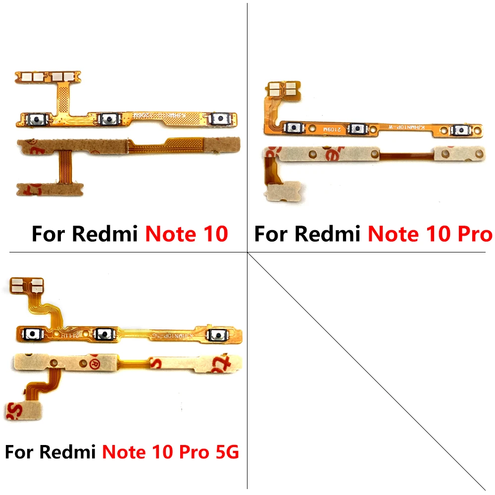 50Pcs,Tested Power on/off Volume Key Button Flex Cable Ribbon For Xiaomi Redmi Note 10 12 Pro 5G Note 11 Pro Plus11s 11T 11E