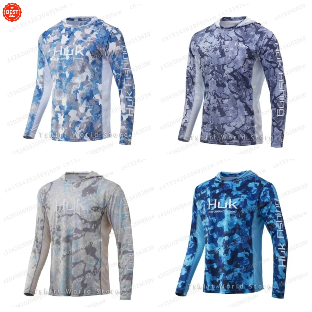 

HUK 2025 Men's Long Sleeve Fishing Jersey Performance UPF50+ Quick Dry Tops Lightweight Thin Fishing Shirt Breathable Outdoor