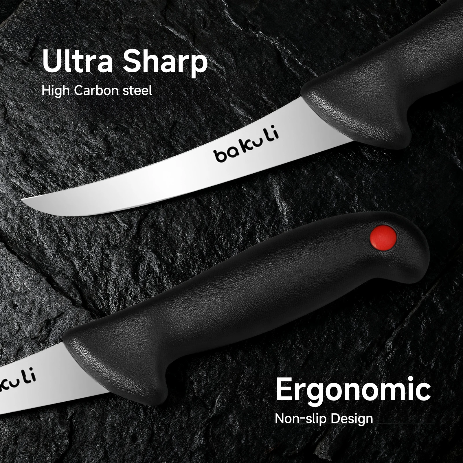 Utility Boning Knife Steak Knife Slaughtering Knife Ultra-Sharp Stainless Steel Small Curved Knife Butcher's Skinning Knife