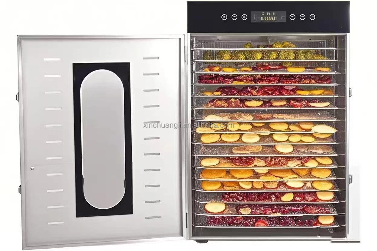 

16-Tray Industrial Fruit Vegetable Dehydrator 10-Rotation Function Core Components Home Commercial