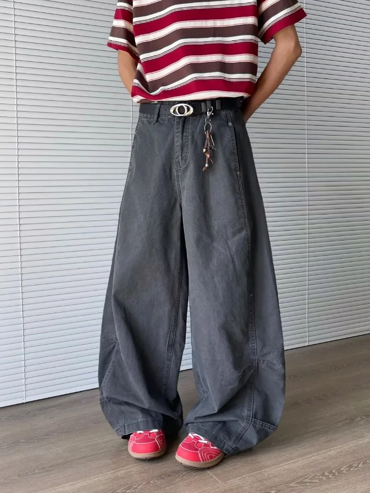 2025 Trashy Y2K 2000S Mode Dunkelgrau Plissee Baggy Jeans Hosen Für Männer 90S Vintage Kleidung Breites Bein Lässige Dame Lange Hosen – Detail 13