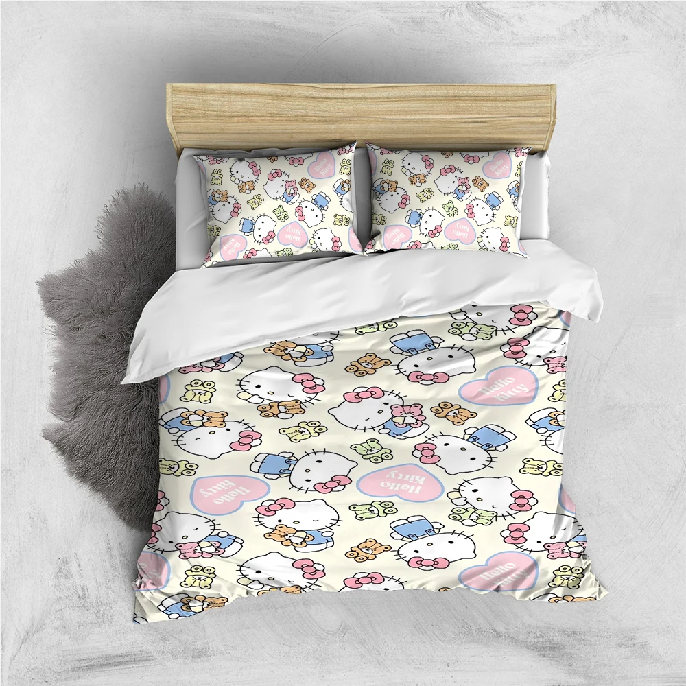 

Комплект постельного белья Hello K-Kitty: милый хлопковый комплект из 3 предметов для дома, мягкий, для студенческого общежития, подарок