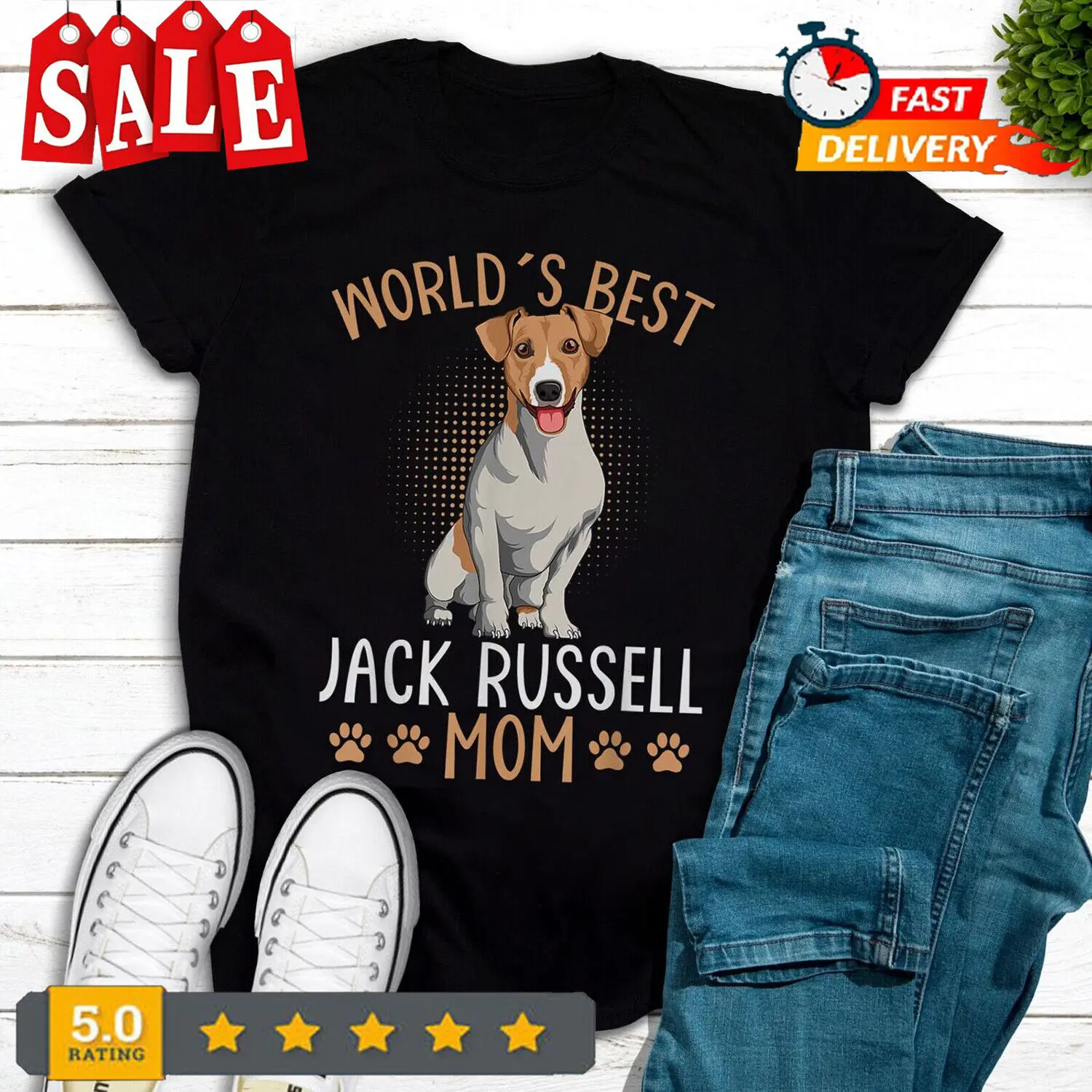 Worlds Best Jack Russell Terrier Mom Dog Mama Funny Women T-Shirt