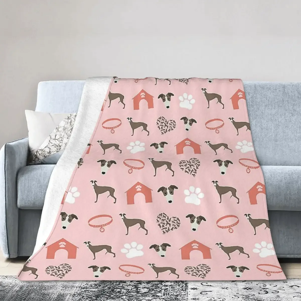 

Quente Flanela Lance Cobertor, Greyhound Print, Colcha para a cama, Sala de estar, Piquenique, Viagem, Home Sofa