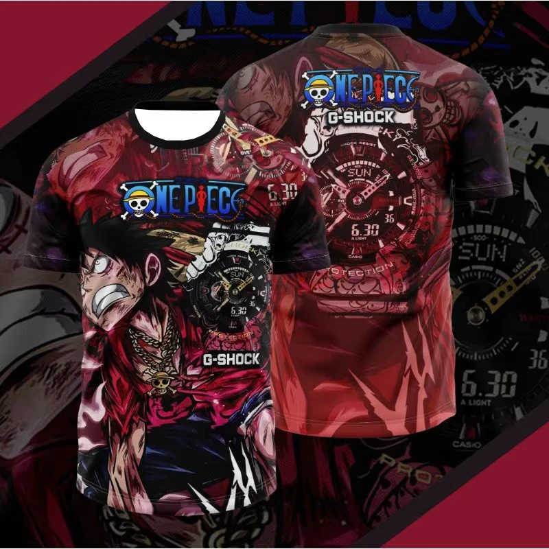 2026 Summer One Piece Luffy Retro Cosplay T-shirt Men's Oversized 3D Printed Short-sleeved Family Unisex Children's Sports Shirt