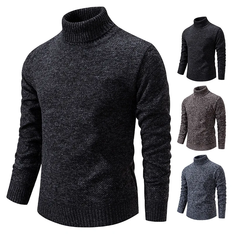 

Men's knitwear autumn and winter new high neck plush and thick base sweater quick sell sweater men's thick