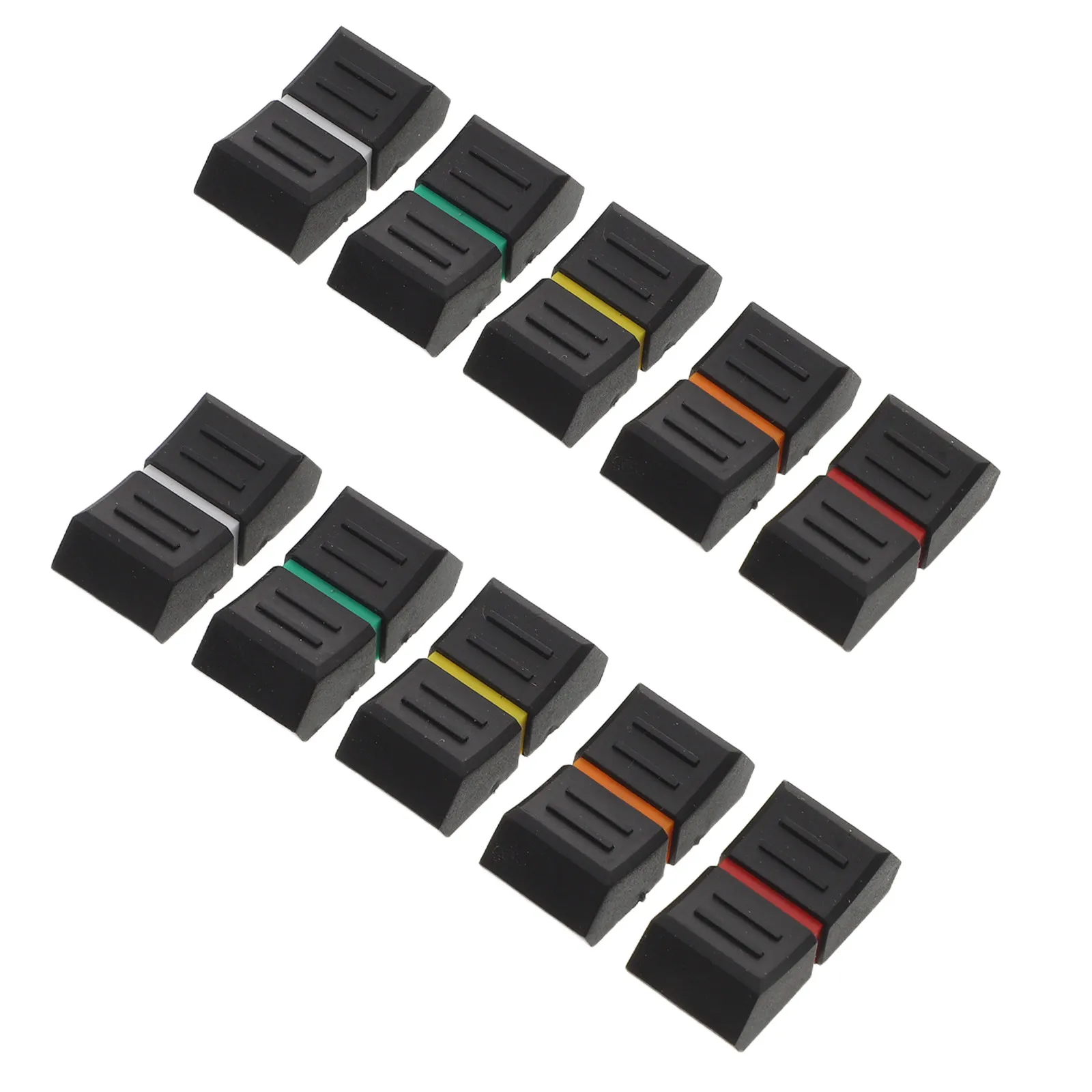 10Pcs Audio Mixer Fader Caps Color-Coded Flat Slider Knob Covers 25x12x8mm for Sound Console Control Surface Replacement Fader