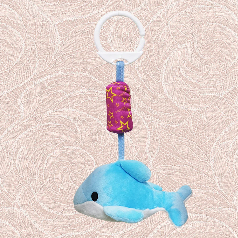 Sky-Blue Dolphin Hanging Rattles Cartoon Pendant Infant Bedside Bells Cradle Stroller Baby Development Stimulating Touch