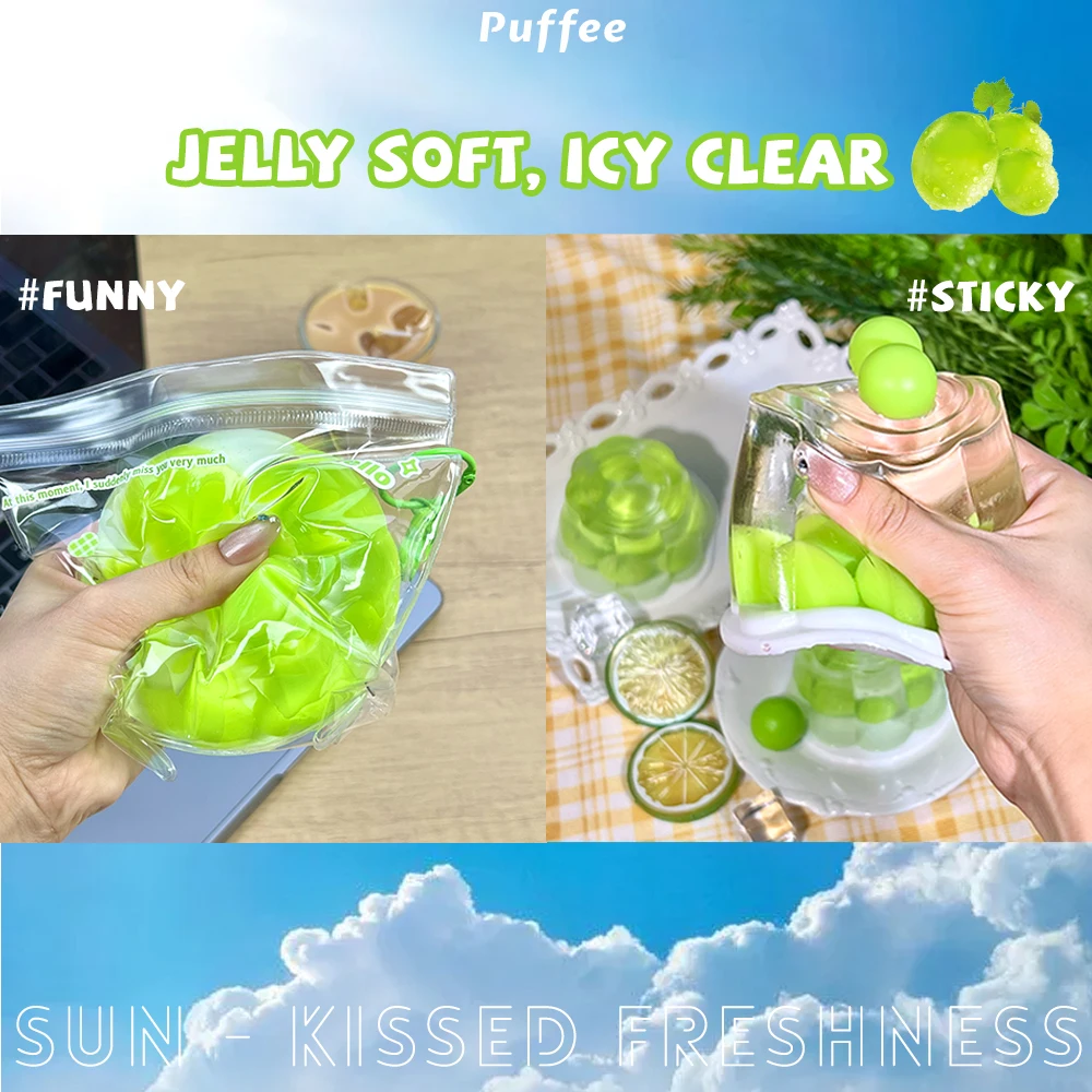 لعبة إسفنجية من السيليكون للطعام من بودنغ العنب، لعبة إسفنجية مصنوعة يدويًا، لعبة ضغط بطيئة الارتداد، جيلي شفاف #3