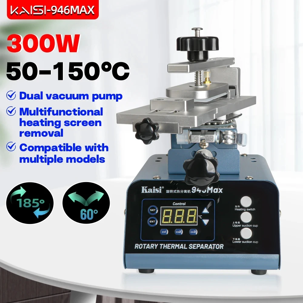 

Kaisi 946Max Heat Separation Machine,Dual Mode Screen Separator with 3 Memory Presets For Flat/Curved Screen Removal Repair Tool