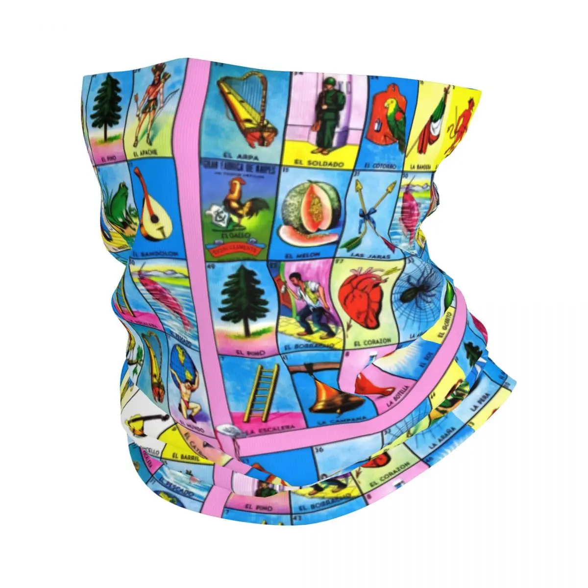 Custom Loteria Card Mexican Bingo Lottery Neck Gaiter Women Men UV Face Shield Winter Bandana Scarf for Hiking