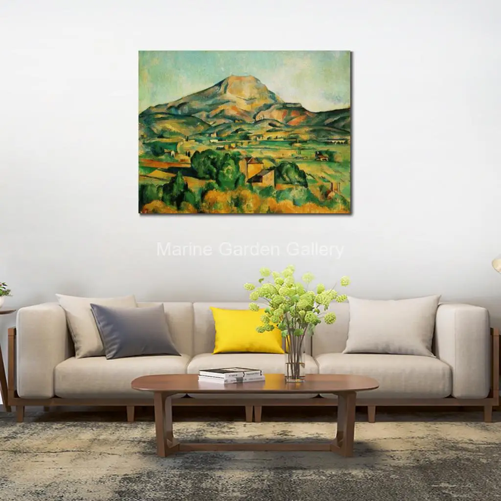 لوحة فنية للمناظر الطبيعية على القماش مرسومة يدويًا كلاسيكية بول سيزان عمل فني مونت سانت فيكتير لوحة تجريدية ديكور غرفة المعيشة كبيرة