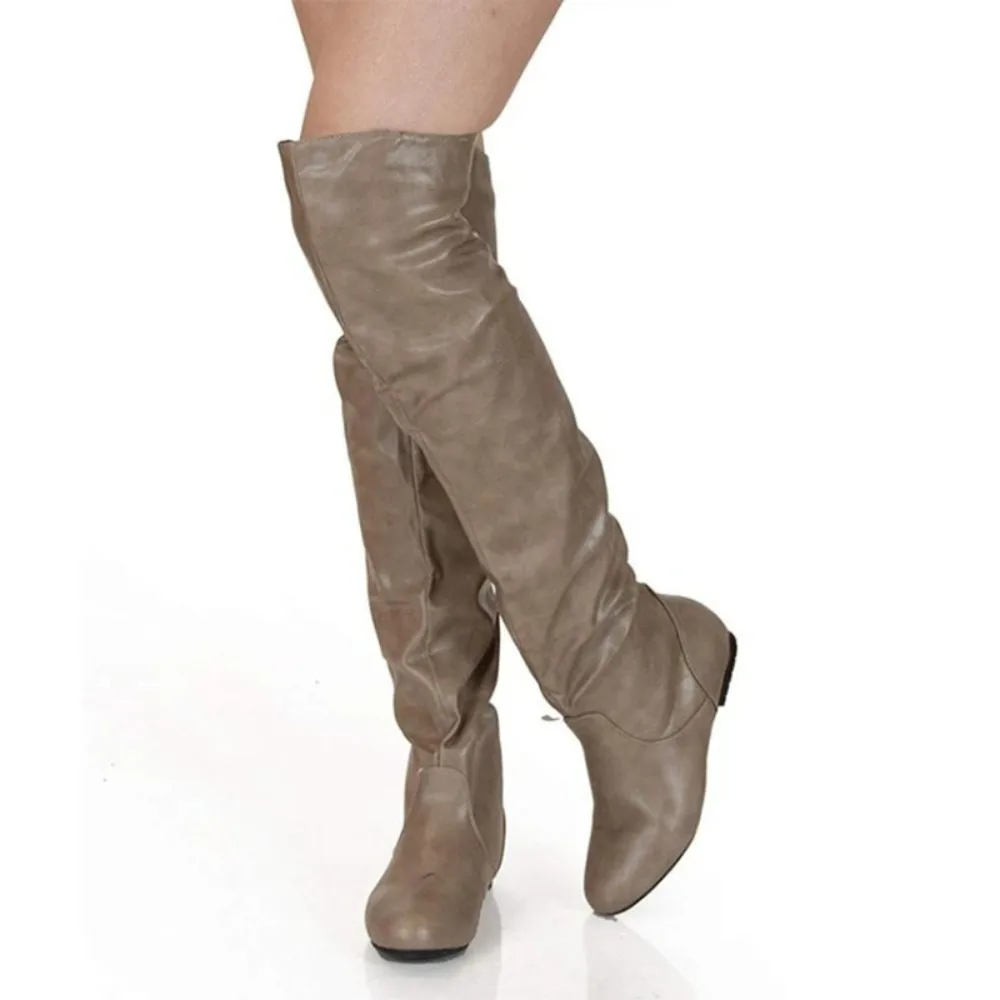 BLXQPYT Over The Knee Boots Women Especially Big 34-48 Autumn Winter Plush Warm Flat Heel Fashion Casual Fur Shoes Woman Bl3804