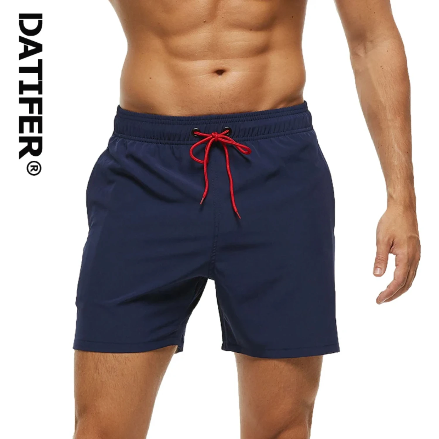 Summer Quickly Dry Swimming Shorts Men Solid Color Breathable Mesh Liner Plus Size Swimsuit Elastic Waist Running Shorts