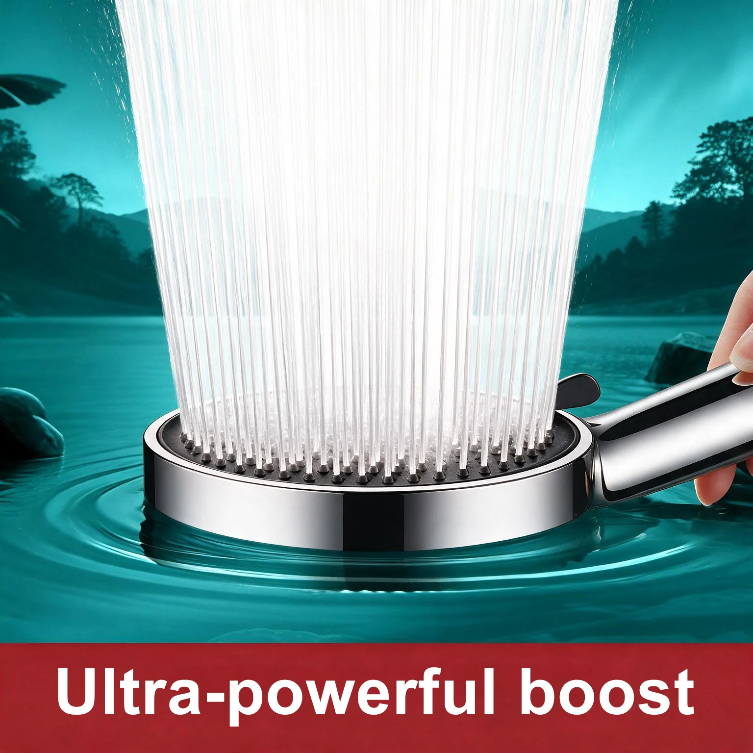 5-Mode Handheld Shower Head Extra-Large Panel Adjustable Spray High-Pressure Large Flow Dense Gentle Water Easy Installation view 6
