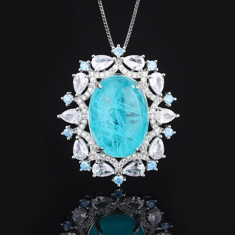 New Natural Ba Necklace Pendant Color-Block Full Diamond Ruby Ring Necklace Vintage Jewelry Set