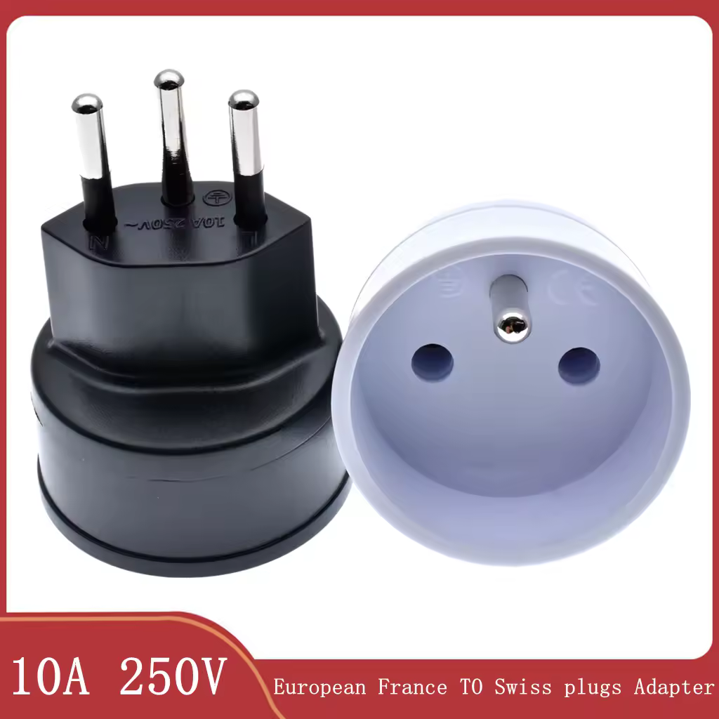 מתאים לנסיעות מתאמי תקע 3 פין 10A 250V תקע חשמל EU לשוויץ