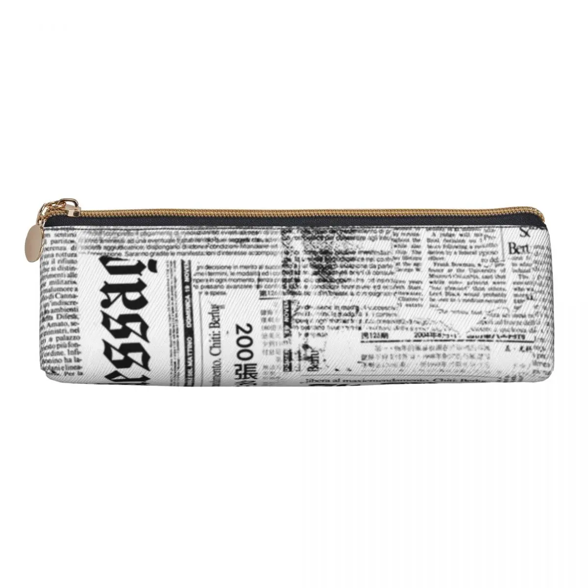 Newspaper Collage Pencil Case Texts And Headlines Girls Boys Retro Pencil Box DIY School Pencil Cases Supplies Birthday Present